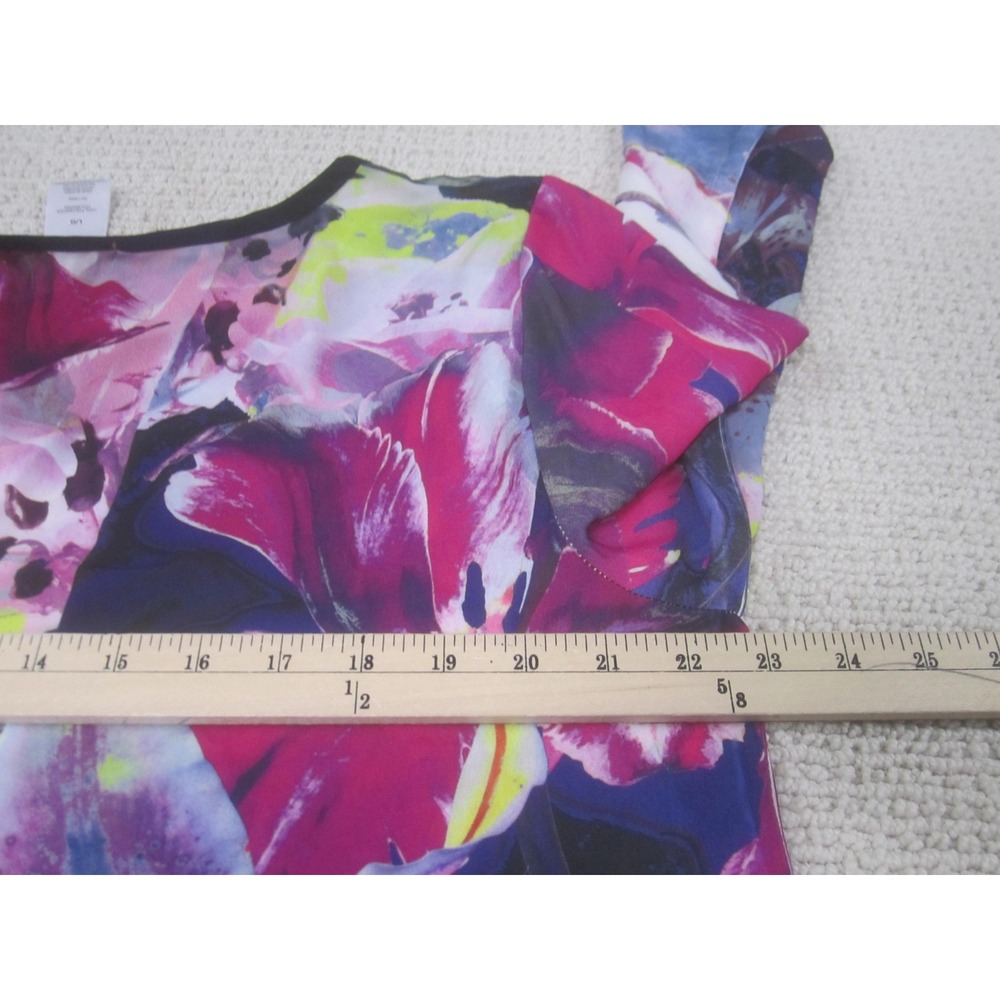Valerie Stevens Shirt Womens‎ Large Multicolor Floral Print Bell Sleeve Sheer - Picture 5 of 7